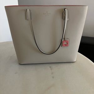 Kate Spade beige cream coral tote Abbey Street Karla